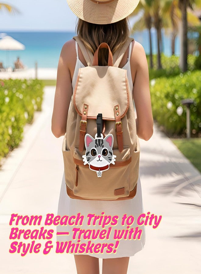 ANINIUCN Luggage Tags for Suitcases - Cute American Shorthair Cat Travel ID Tag, Soft Silicone Animal Bag Tag for Kids, Teens & Adults, Perfect for Backpacks, Gym Bags & Family Vacations - Image 4